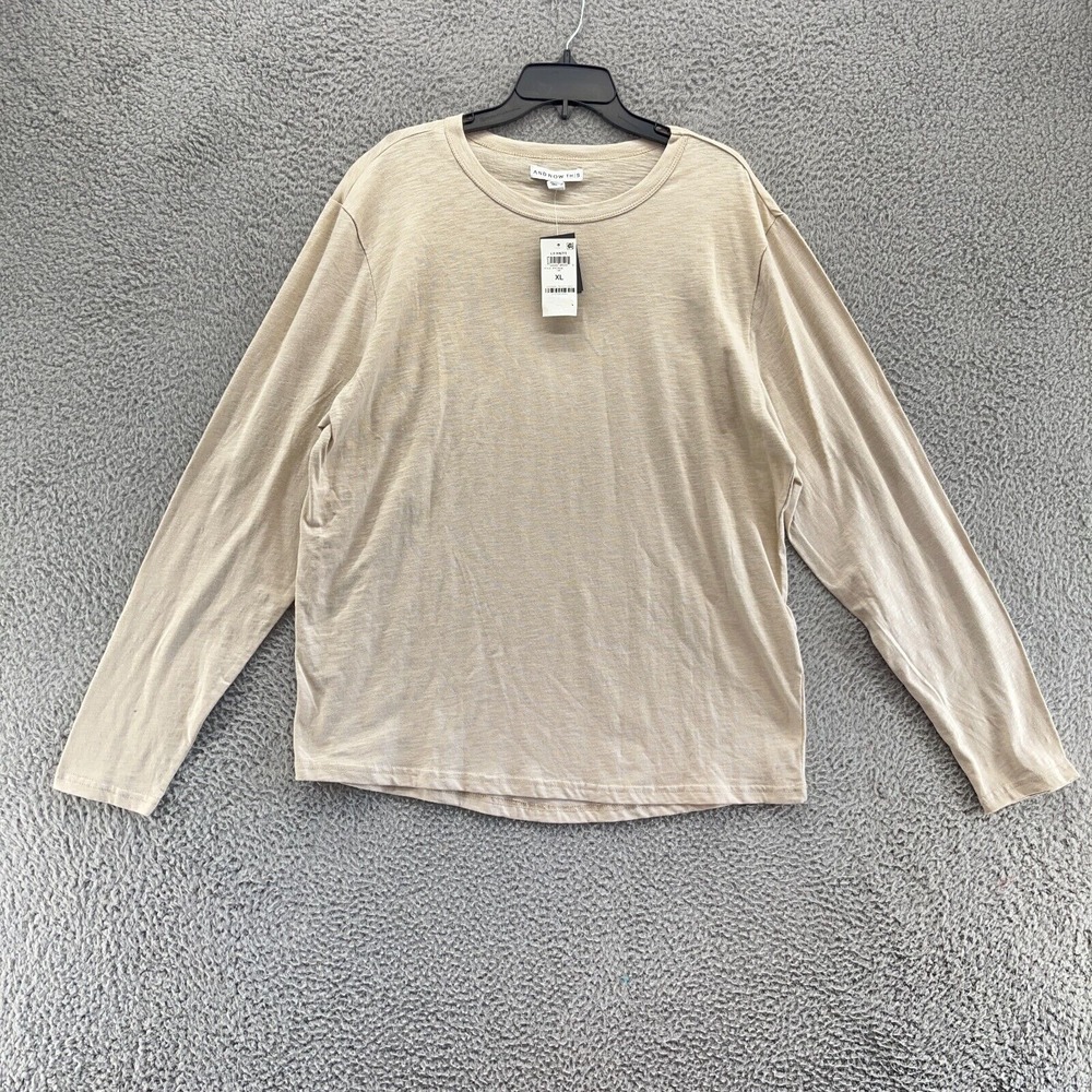 And Now This Top Womens XL Beige‎ Long Sleeve Crew Neck Shirt New